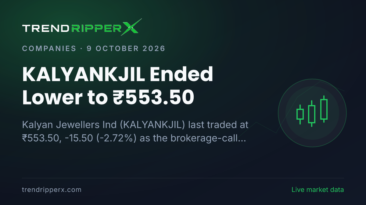 KALYANKJIL Ended Lower to ₹553.50: Inside the Brokerage Call Story Moving Kalyan Jewellers Ind Shares