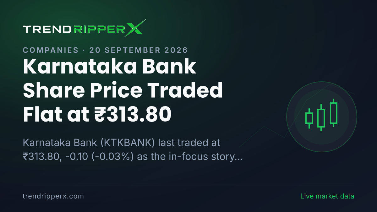 Karnataka Bank Share Price Traded Flat at ₹313.80: What Is Driving KTKBANK In Friday's Session, and the Levels That Matter