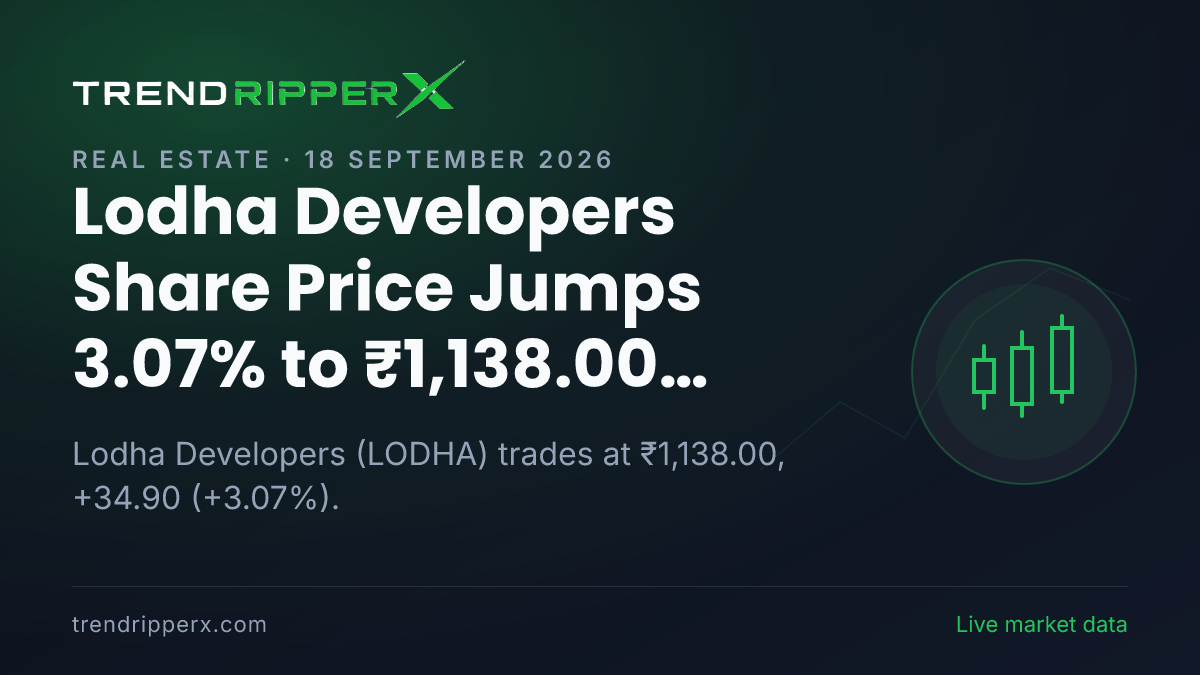 Lodha Developers Share Price Jumps 3.07% to ₹1,138.00 Today — Volumes, 52-Week Range and What to Watch Next