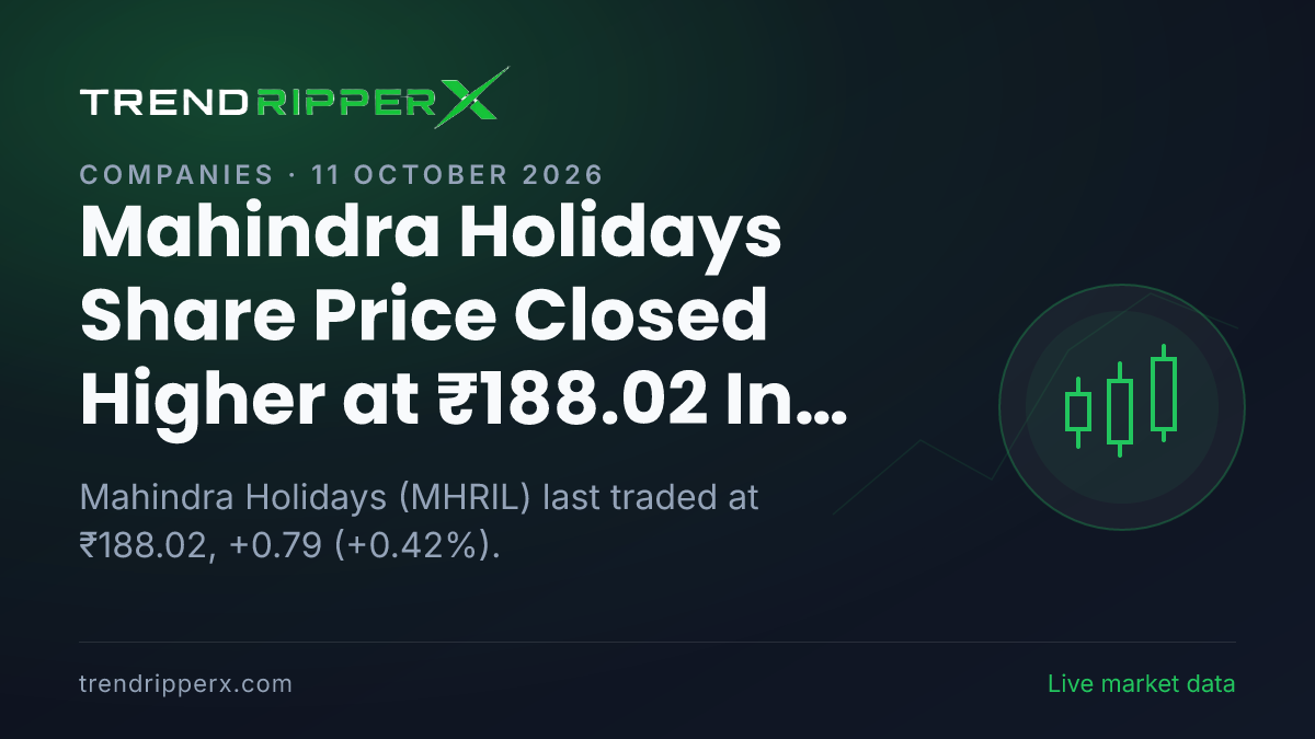 Mahindra Holidays Share Price Closed Higher at ₹188.02 In Friday's Session — Volumes, 52-Week Range and What to Watch Next