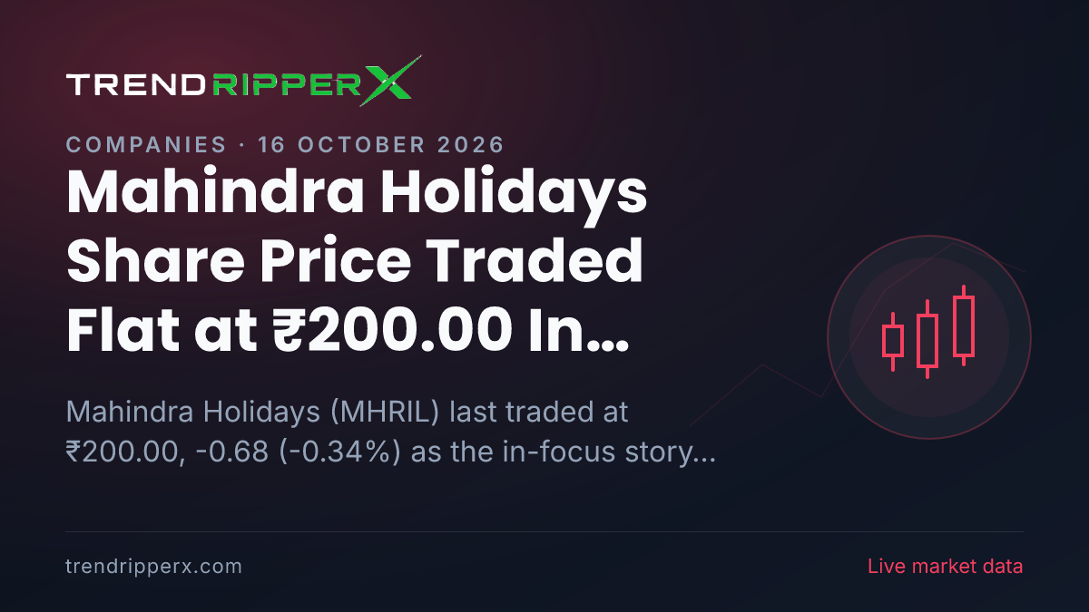 Mahindra Holidays Share Price Traded Flat at ₹200.00 In Thursday's Session — Volumes, 52-Week Range and What to Watch Next