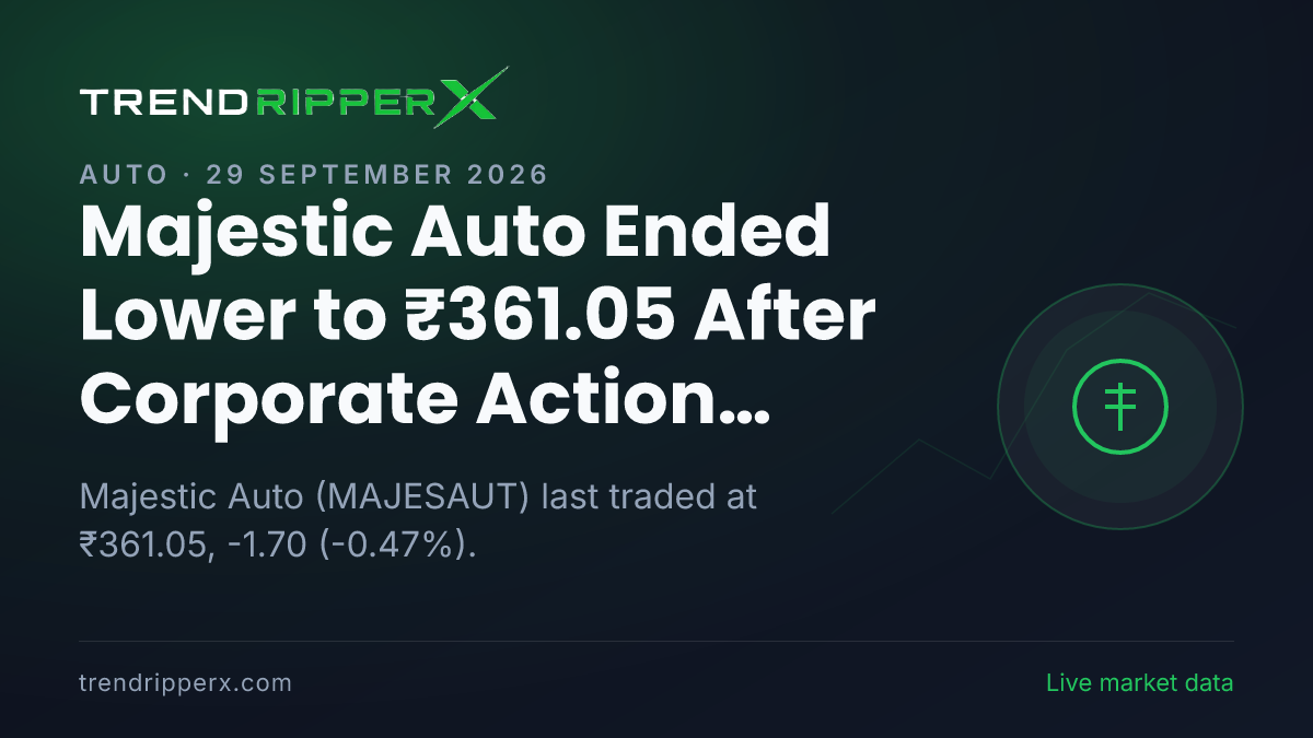 Majestic Auto Ended Lower to ₹361.05 After Corporate Action Update — Levels, Volumes and the Follow-Up to Track