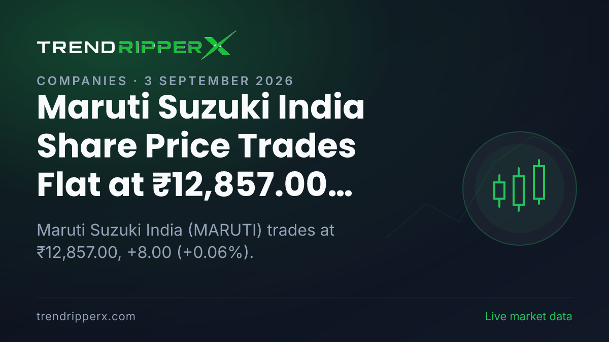 Maruti Suzuki India Share Price Trades Flat at ₹12,857.00 Today — Volumes, 52-Week Range and What to Watch Next