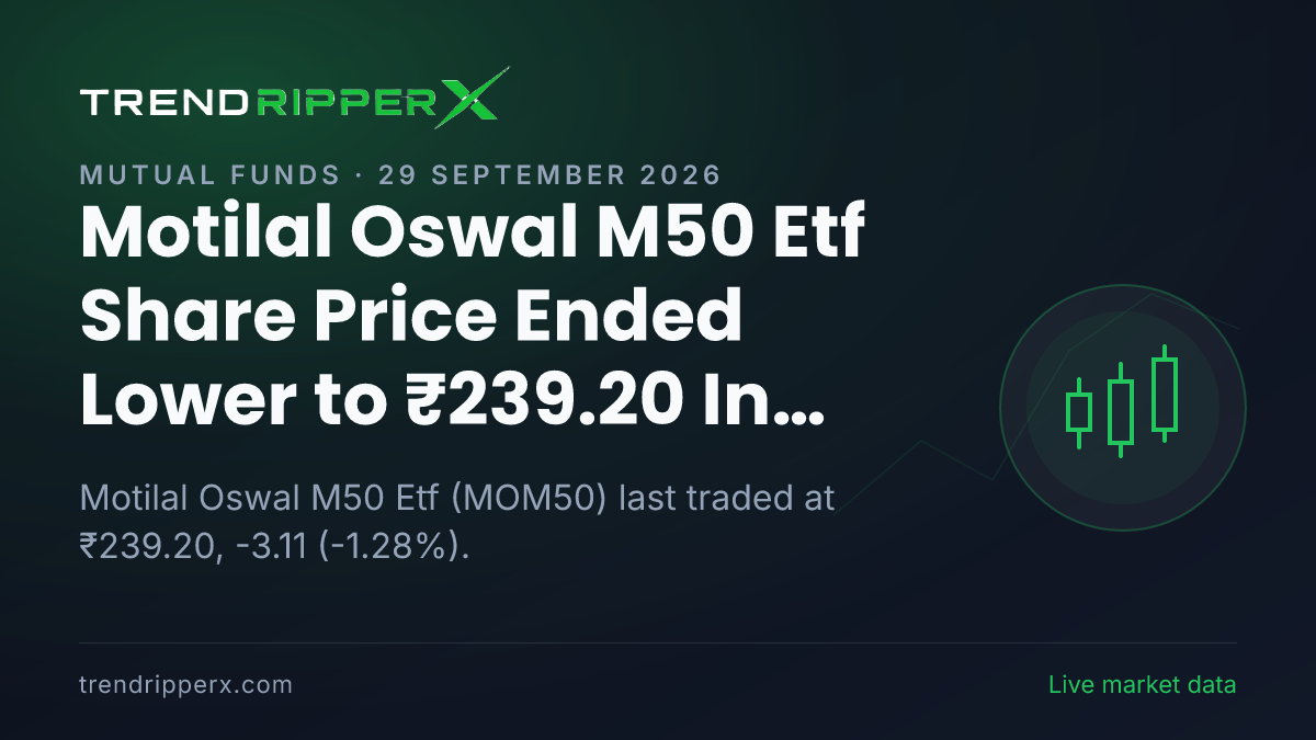 Motilal Oswal M50 Etf Share Price Ended Lower to ₹239.20 In Monday's Session — Volumes, 52-Week Range and What to Watch Next