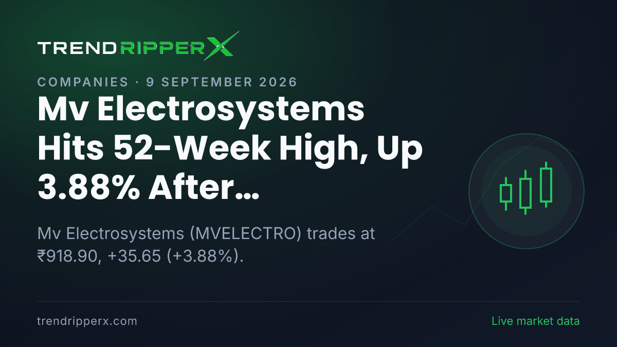 Mv Electrosystems Hits 52-Week High, Up 3.88% After Momentum Update — Levels, Volumes and the Follow-Up to Track