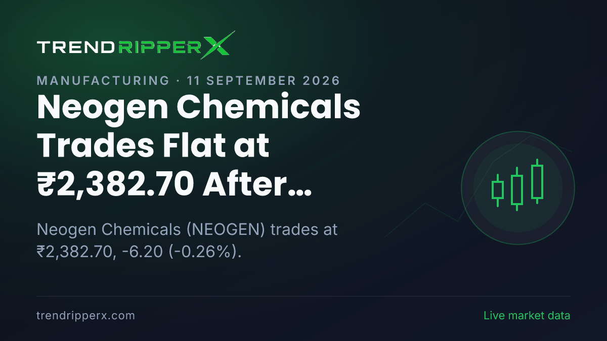 Neogen Chemicals Trades Flat at ₹2,382.70 After Fundraise Update — Levels, Volumes and the Follow-Up to Track