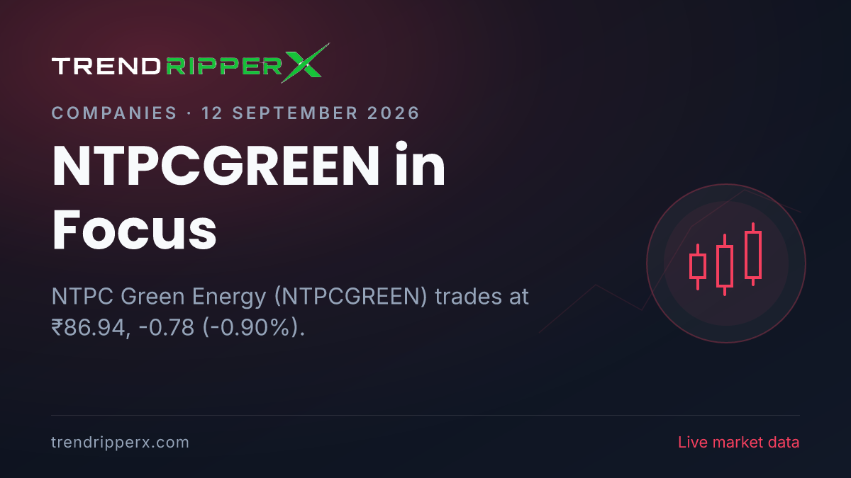NTPCGREEN in Focus: NTPC Green Energy Share Price Edges Lower to ₹86.94 on Rising Newsflow