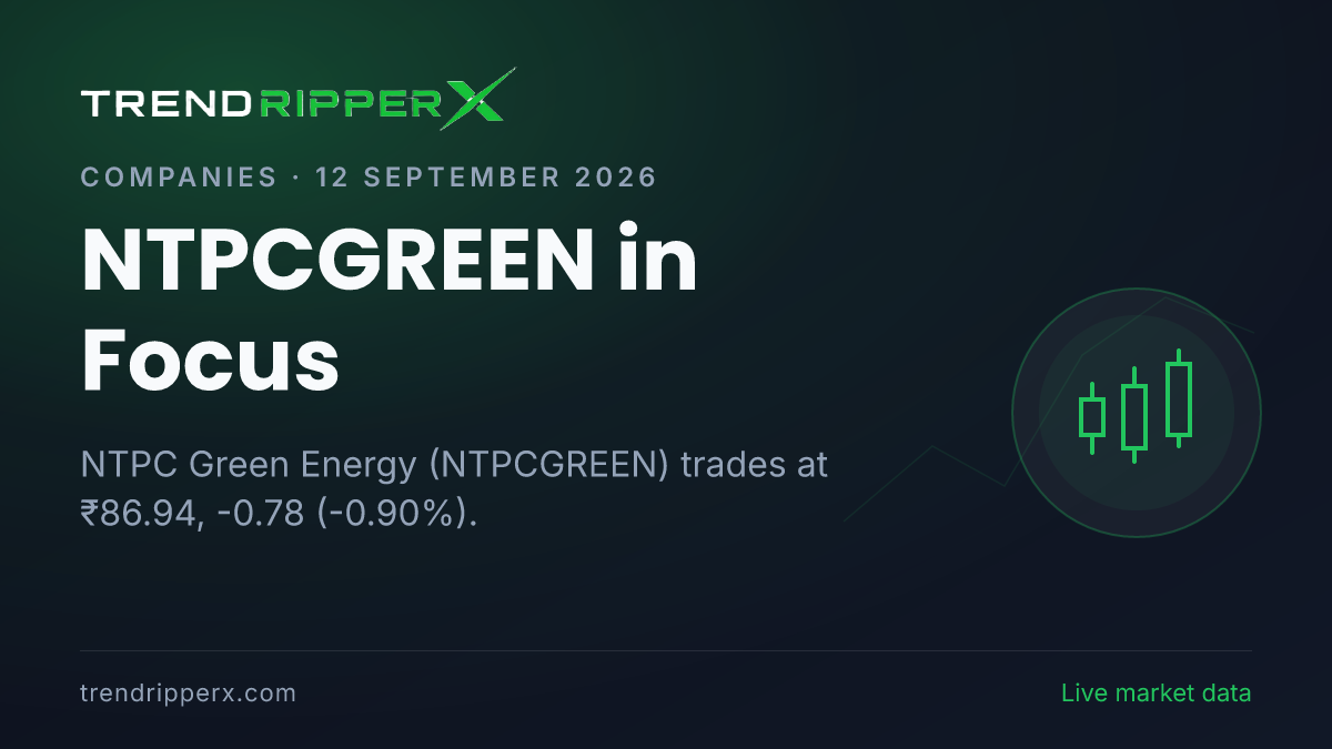 NTPCGREEN in Focus: NTPC Green Energy Share Price Edges Lower to ₹86.94 on Rising Newsflow