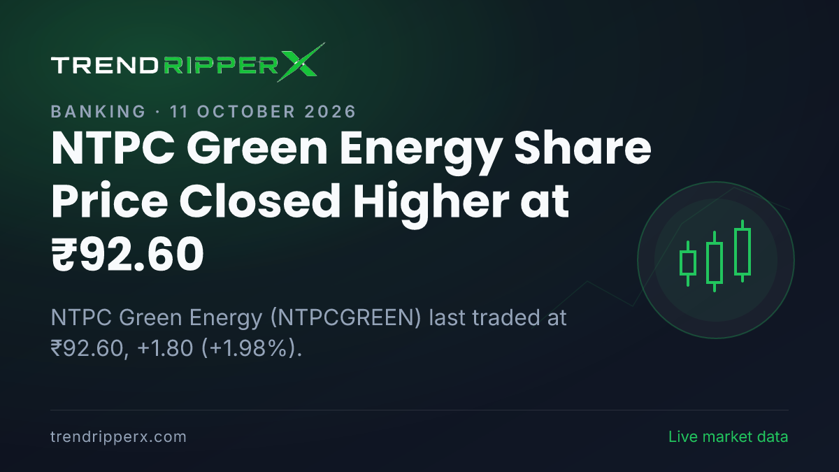 NTPC Green Energy Share Price Closed Higher at ₹92.60: What Is Driving NTPCGREEN In Friday's Session, and the Levels That Matter