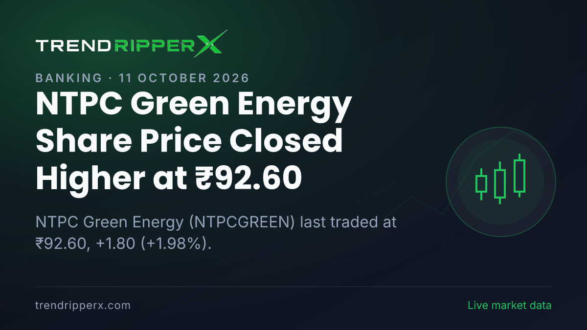 NTPC Green Energy Share Price Closed Higher at ₹92.60: What Is Driving NTPCGREEN In Friday's Session, and the Levels That Matter