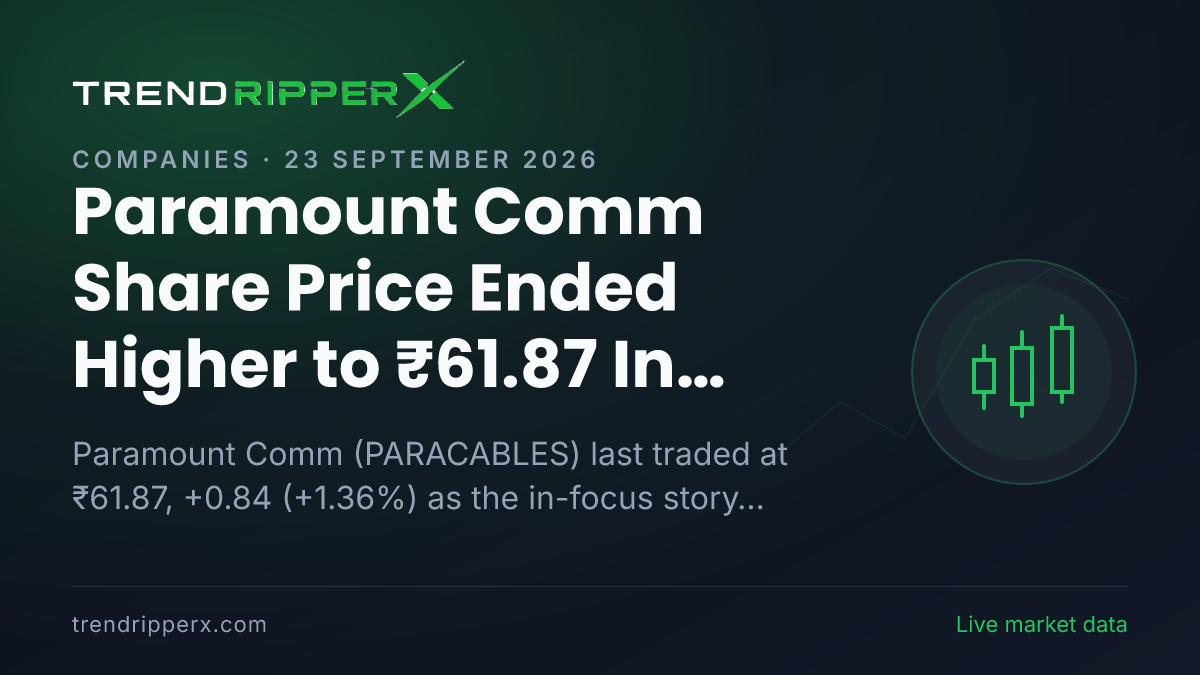 Paramount Comm Share Price Ended Higher to ₹61.87 In Tuesday's Session — Volumes, 52-Week Range and What to Watch Next