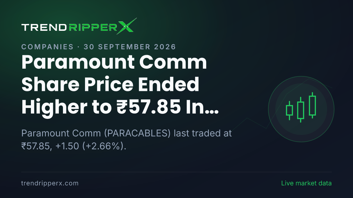 Paramount Comm Share Price Ended Higher to ₹57.85 In Tuesday's Session — Volumes, 52-Week Range and What to Watch Next