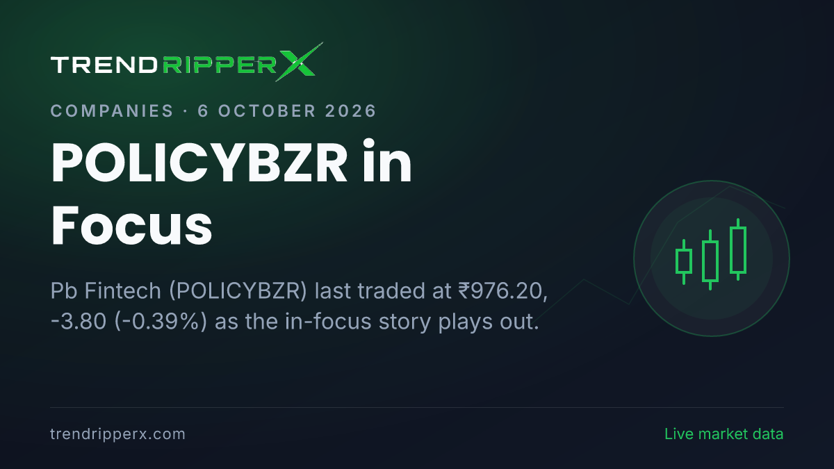 POLICYBZR in Focus: Pb Fintech Share Price Traded Flat at ₹976.20 on Rising Newsflow