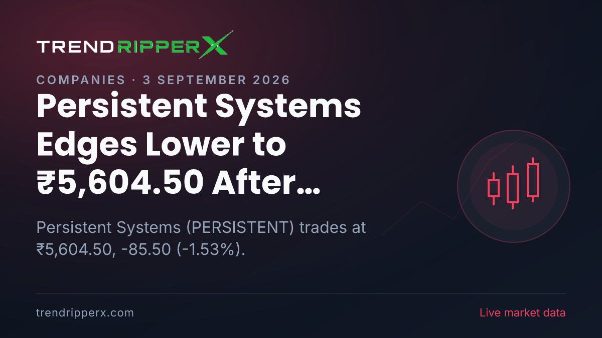 Persistent Systems Edges Lower to ₹5,604.50 After Fundraise Update — Levels, Volumes and the Follow-Up to Track