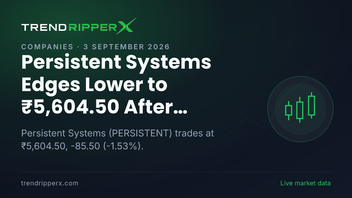 Persistent Systems Edges Lower to ₹5,604.50 After Fundraise Update — Levels, Volumes and the Follow-Up to Track