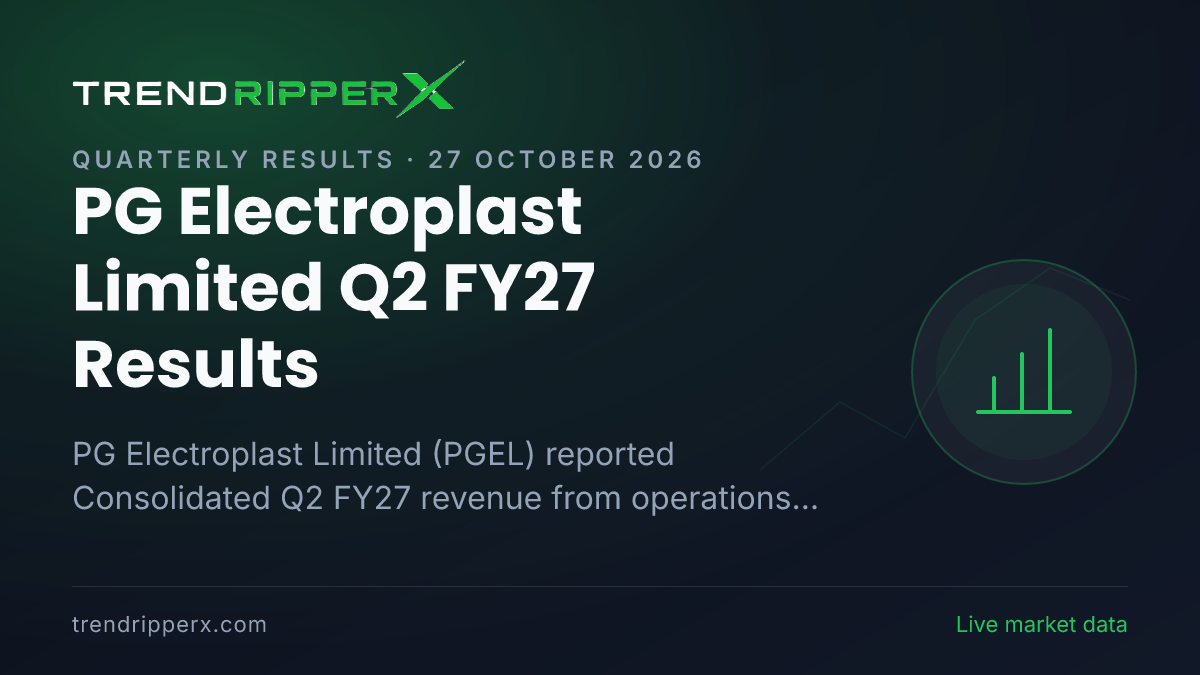 PG Electroplast Limited Q2 FY27 Results: Net Profit ₹13.67 cr, Revenue from operations ₹934 cr