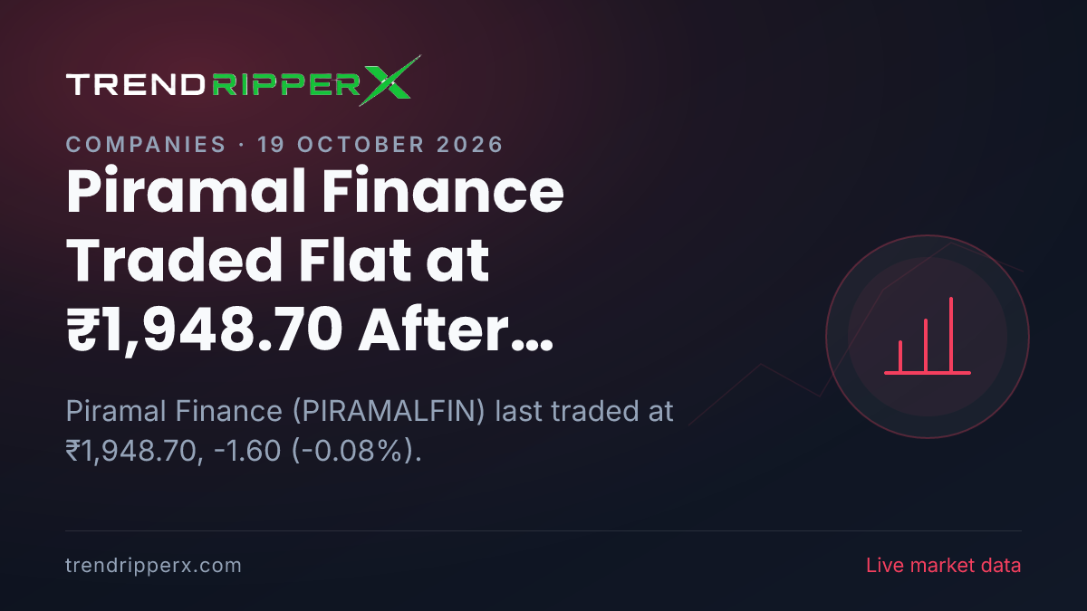 Piramal Finance Traded Flat at ₹1,948.70 After Quarterly Results Update — Levels, Volumes and the Follow-Up to Track