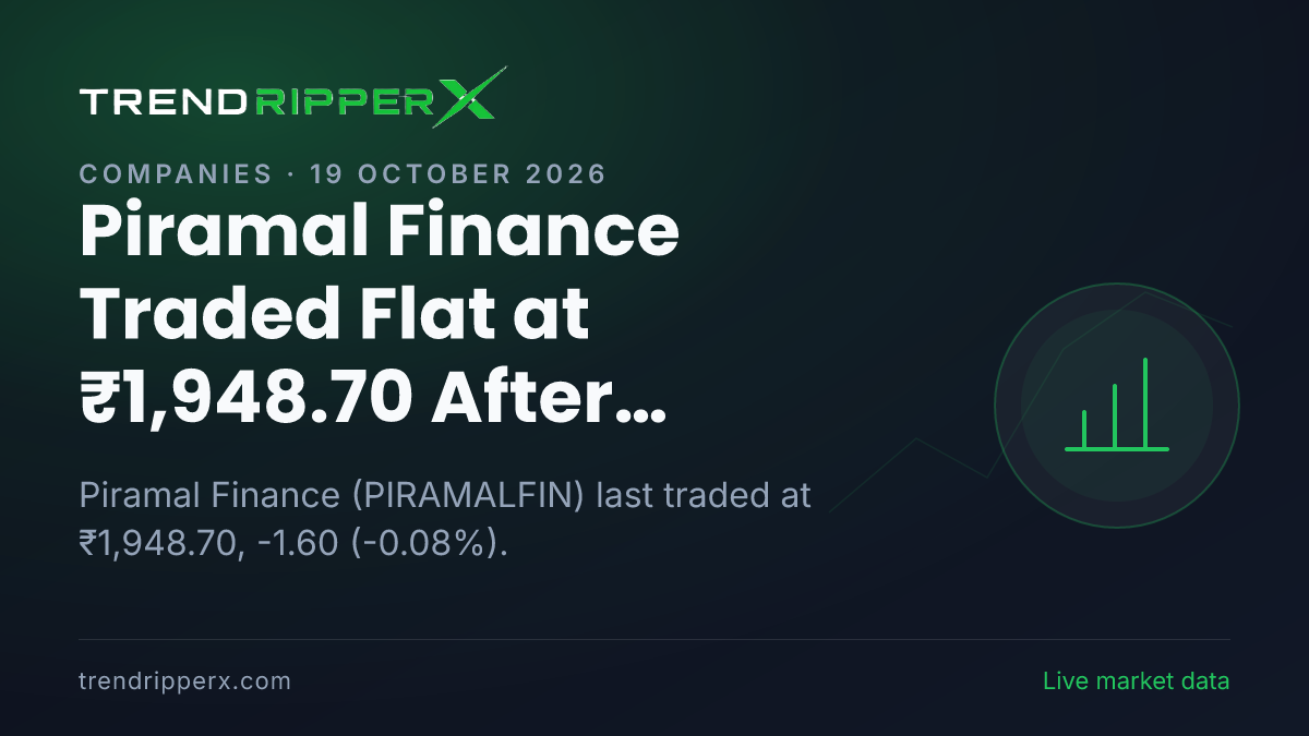 Piramal Finance Traded Flat at ₹1,948.70 After Quarterly Results Update — Levels, Volumes and the Follow-Up to Track