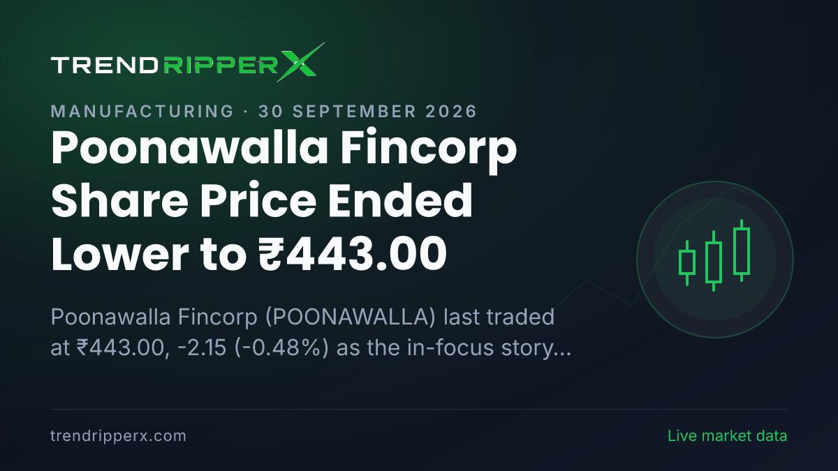 Poonawalla Fincorp Share Price Ended Lower to ₹443.00: What Is Driving POONAWALLA In Tuesday's Session, and the Levels That Matter