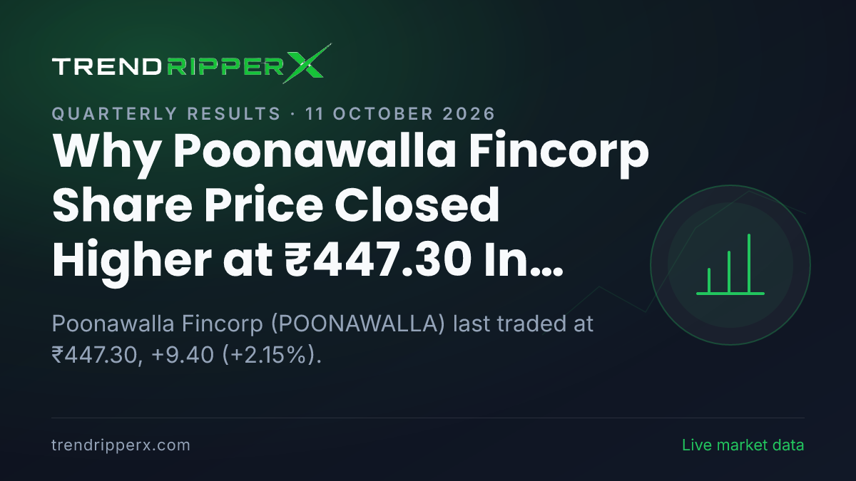 Why Poonawalla Fincorp Share Price Closed Higher at ₹447.30 In Friday's Session: the Quarterly Results Trigger, Explained