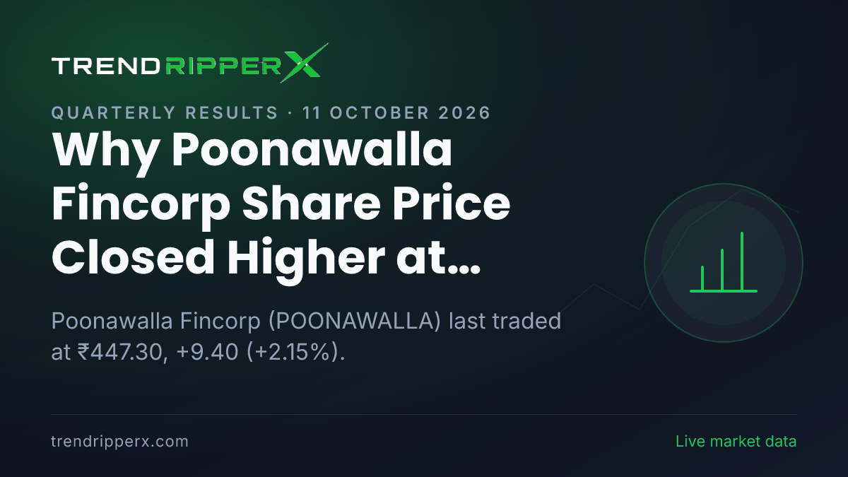 Why Poonawalla Fincorp Share Price Closed Higher at ₹447.30 In Friday's Session: the Quarterly Results Trigger, Explained