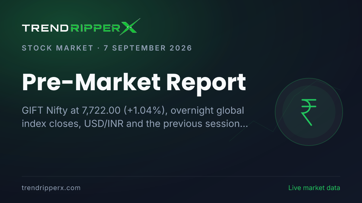 Pre-Market Report (7 September 2026): GIFT Nifty Points to a Higher Open, Global Markets and USD/INR