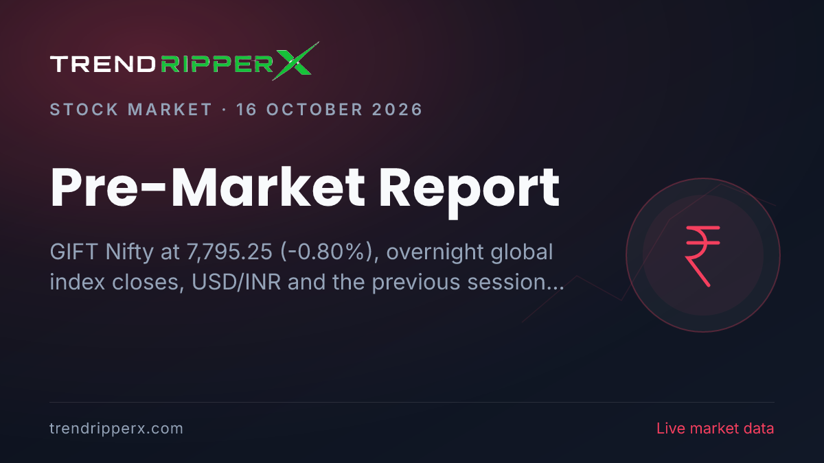 Pre-Market Report (16 October 2026): GIFT Nifty Signals a Lower Open, Global Markets and USD/INR
