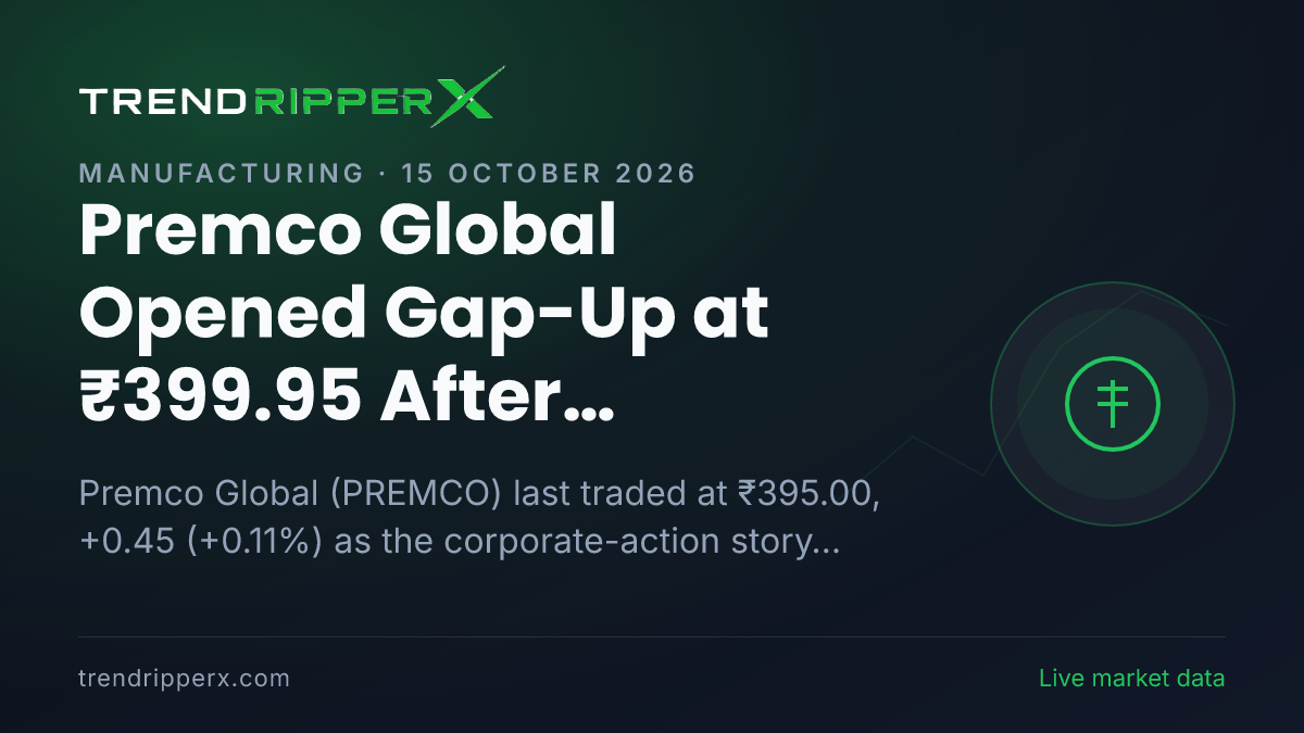 Premco Global Opened Gap-Up at ₹399.95 After Corporate Action Update — Levels, Volumes and the Follow-Up to Track
