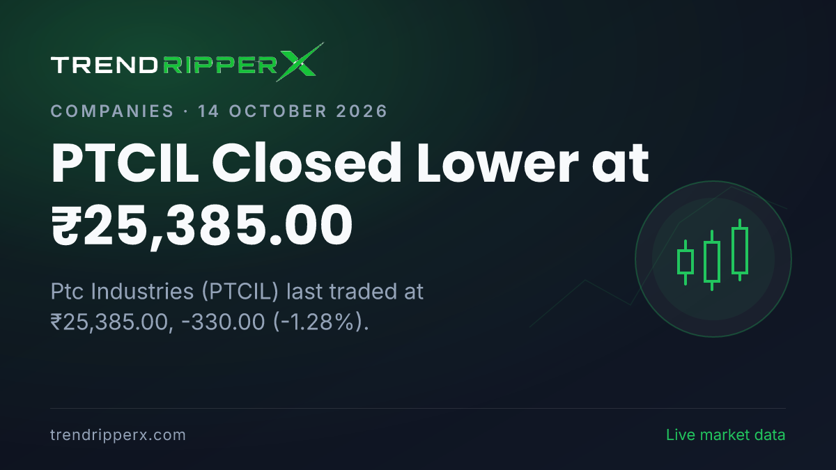 PTCIL Closed Lower at ₹25,385.00: Inside the Momentum Story Moving Ptc Industries Shares
