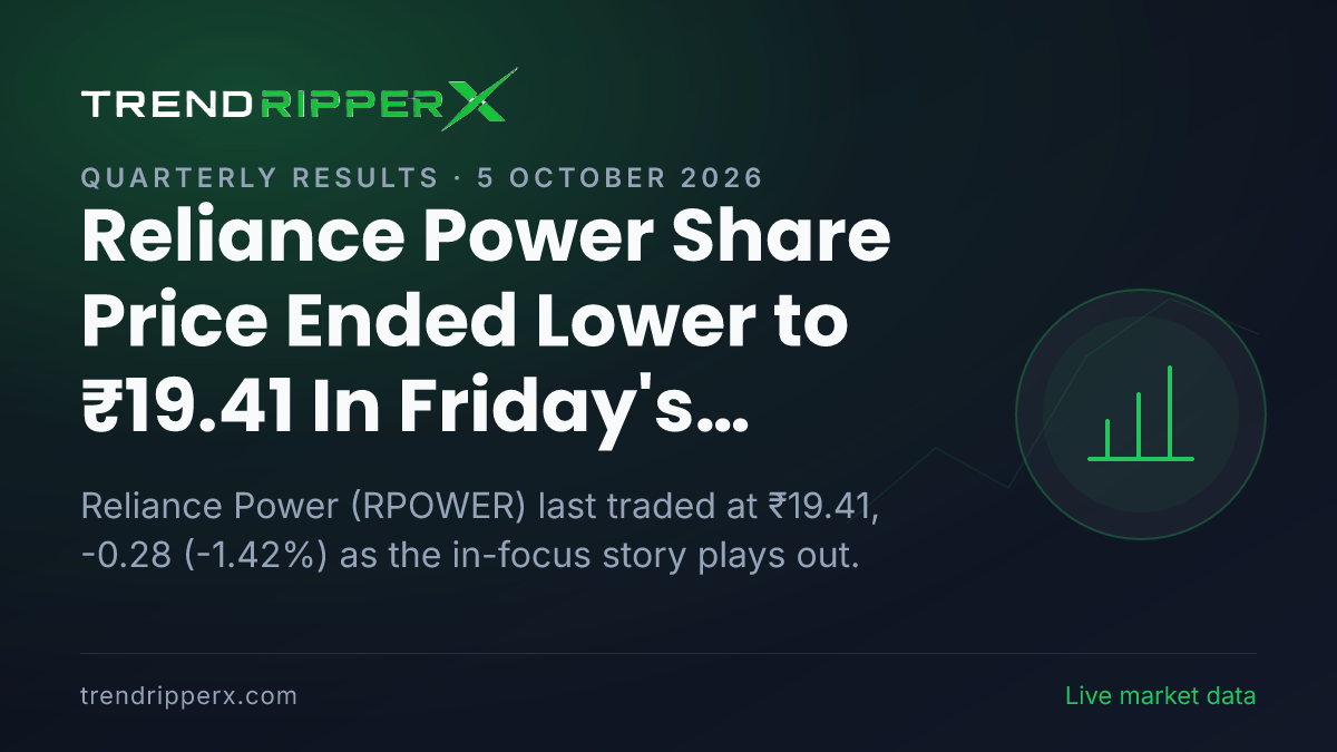 Reliance Power Share Price Ended Lower to ₹19.41 In Friday's Session — Volumes, 52-Week Range and What to Watch Next