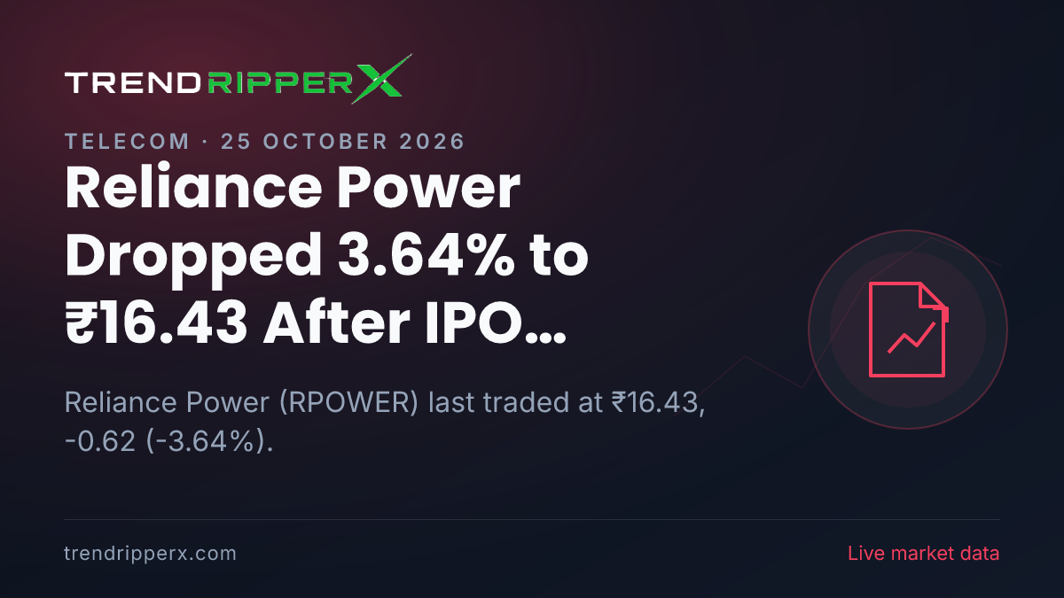Reliance Power Dropped 3.64% to ₹16.43 After IPO Update — Levels, Volumes and the Follow-Up to Track