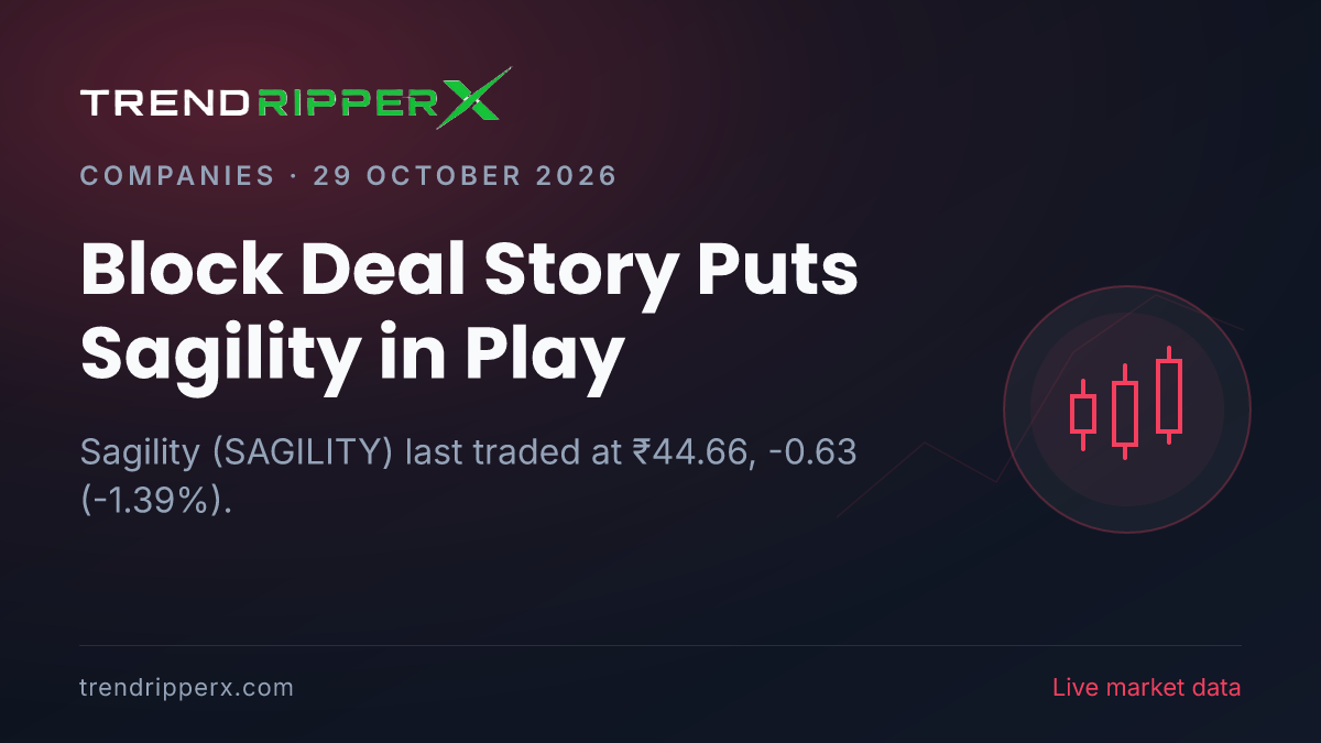 Block Deal Story Puts Sagility in Play: Share Price Closed Lower at ₹44.66, and Here Is the Arithmetic