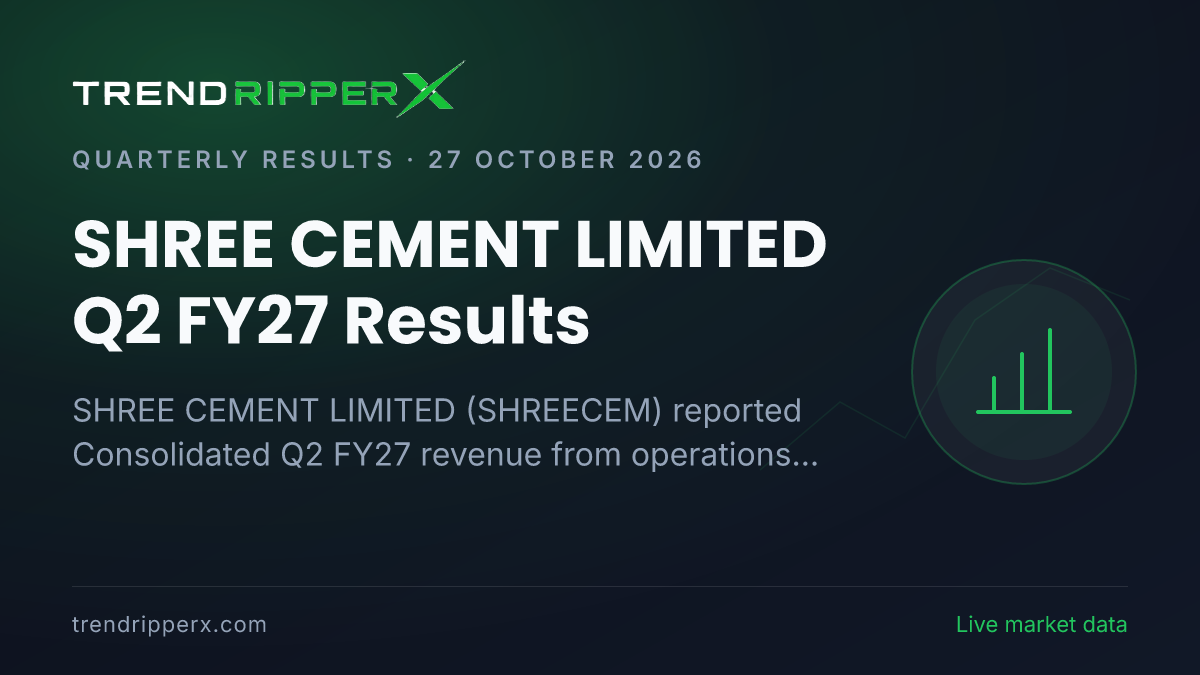 SHREE CEMENT LIMITED Q2 FY27 Results: Net Profit ₹263 cr, Revenue from operations ₹5,897 cr