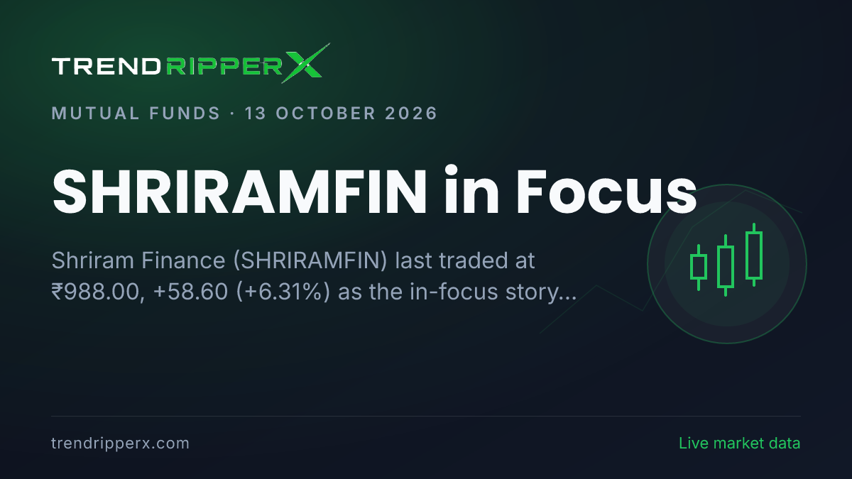 SHRIRAMFIN in Focus: Shriram Finance Share Price Jumped 6.31% to ₹988.00 in the News Today