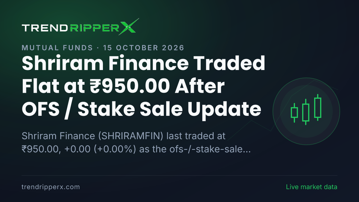 Shriram Finance Traded Flat at ₹950.00 After OFS / Stake Sale Update — Levels, Volumes and the Follow-Up to Track