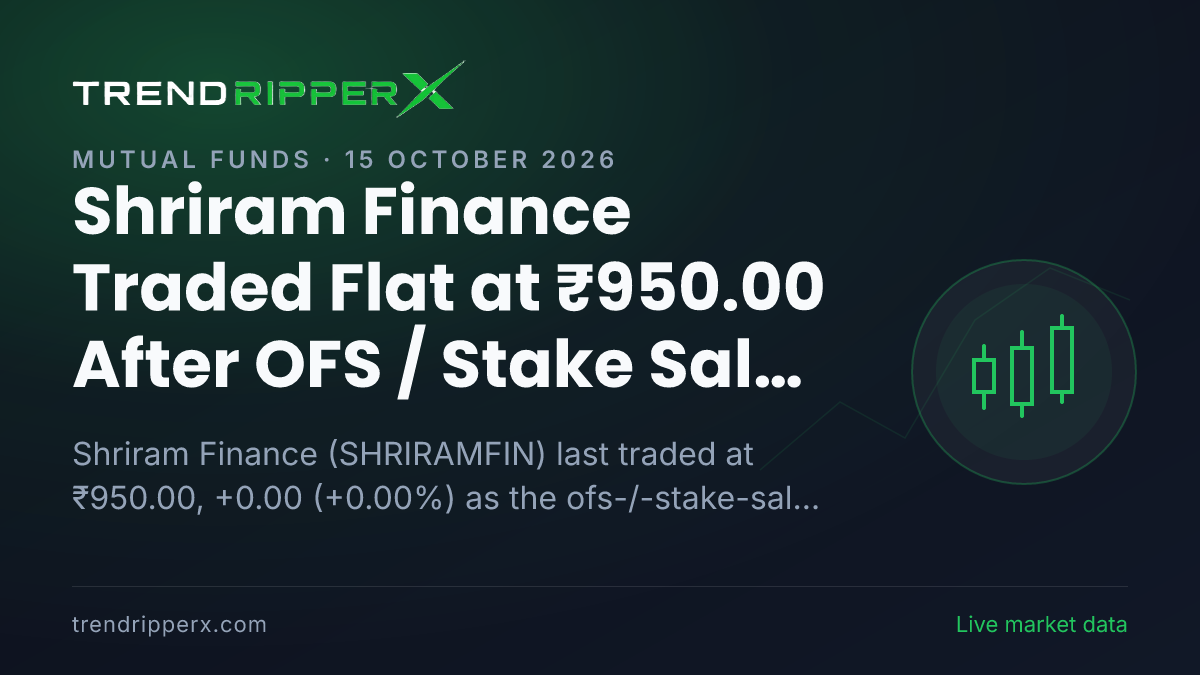 Shriram Finance Traded Flat at ₹950.00 After OFS / Stake Sale Update — Levels, Volumes and the Follow-Up to Track