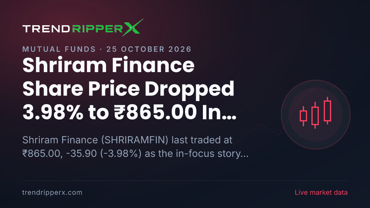 Shriram Finance Share Price Dropped 3.98% to ₹865.00 In Friday's Session — Volumes, 52-Week Range and What to Watch Next