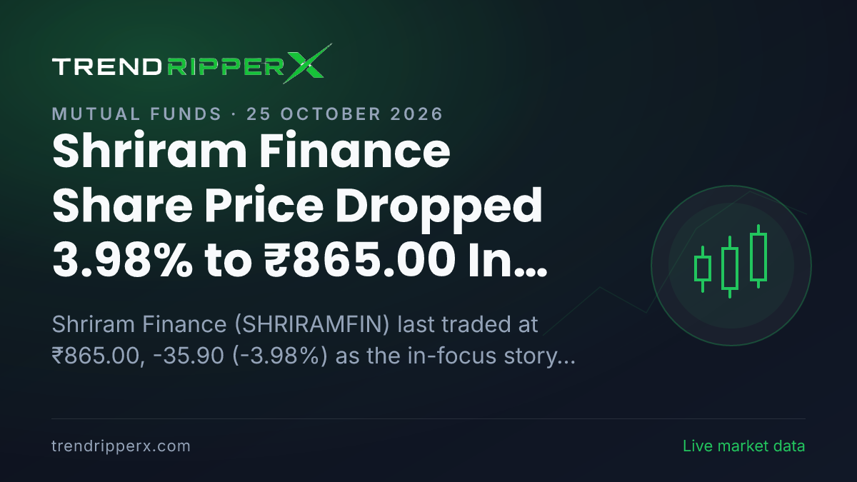 Shriram Finance Share Price Dropped 3.98% to ₹865.00 In Friday's Session — Volumes, 52-Week Range and What to Watch Next