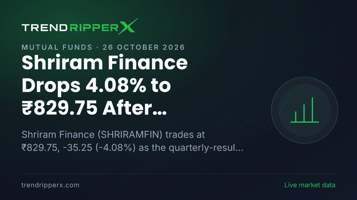 Shriram Finance Drops 4.08% to ₹829.75 After Quarterly Results Update — Levels, Volumes and the Follow-Up to Track