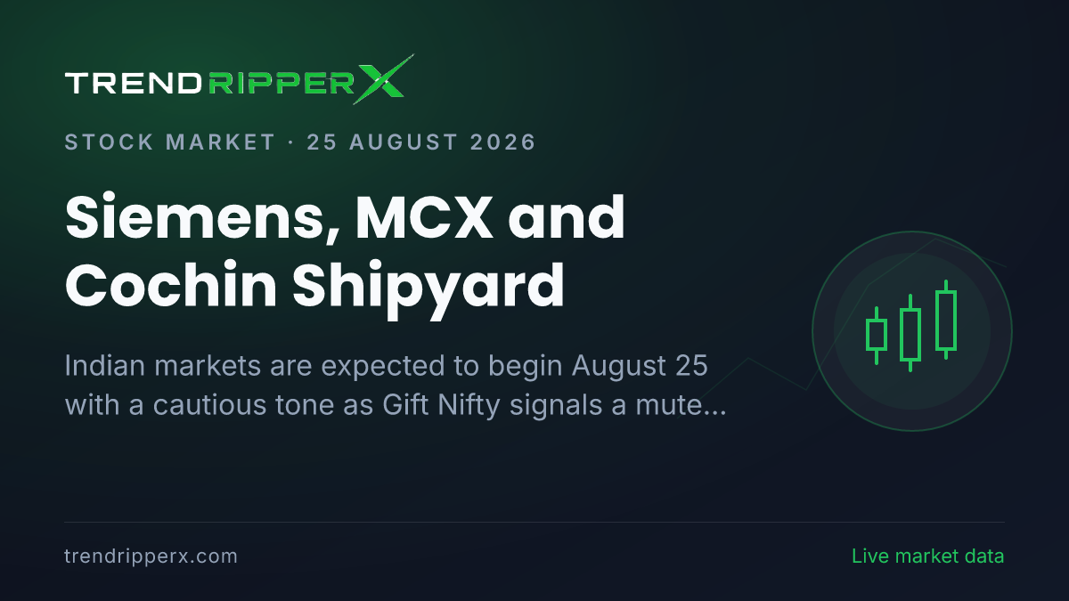 Siemens, MCX and Cochin Shipyard: Key Technical Levels and Market Outlook for August 25, 2026