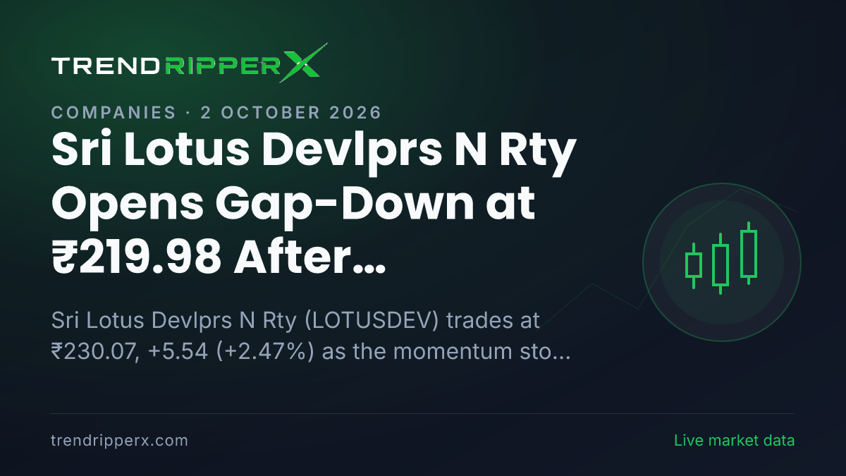 Sri Lotus Devlprs N Rty Opens Gap-Down at ₹219.98 After Momentum Update — Levels, Volumes and the Follow-Up to Track