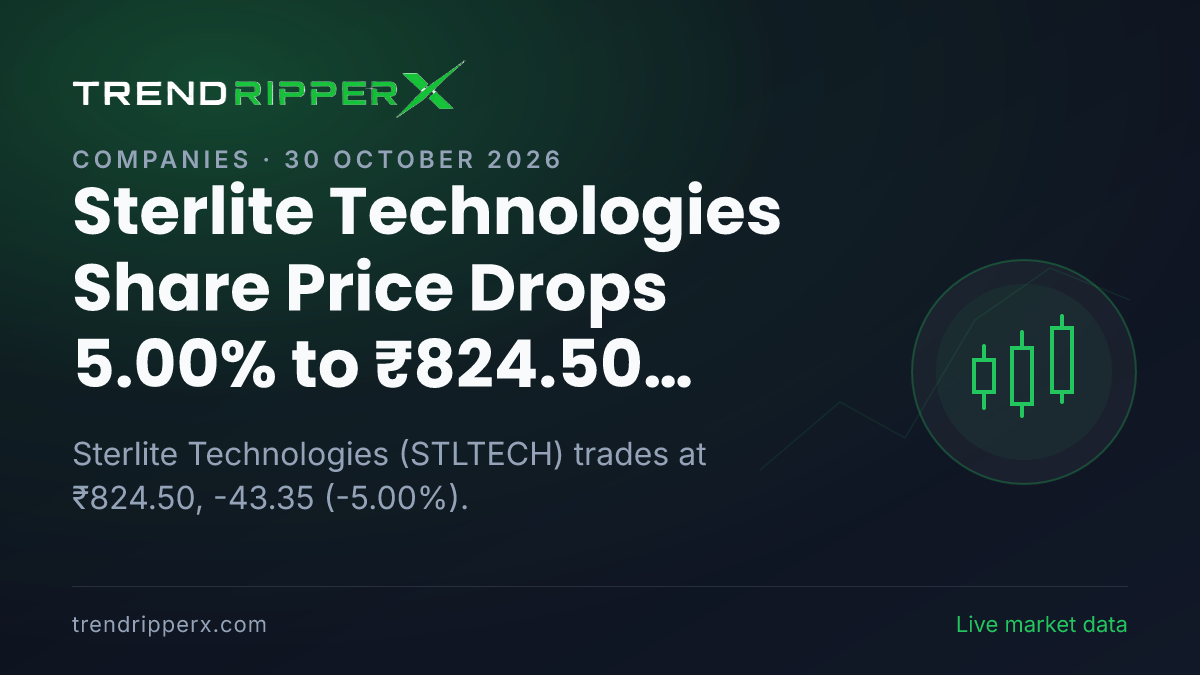 Sterlite Technologies Share Price Drops 5.00% to ₹824.50 Today — Volumes, 52-Week Range and What to Watch Next
