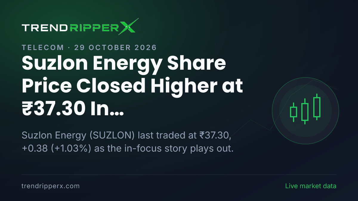 Suzlon Energy Share Price Closed Higher at ₹37.30 In Wednesday's Session — Volumes, 52-Week Range and What to Watch Next