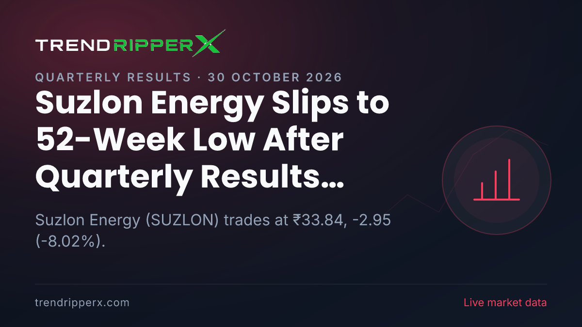 Suzlon Energy Slips to 52-Week Low After Quarterly Results Update — Levels, Volumes and the Follow-Up to Track