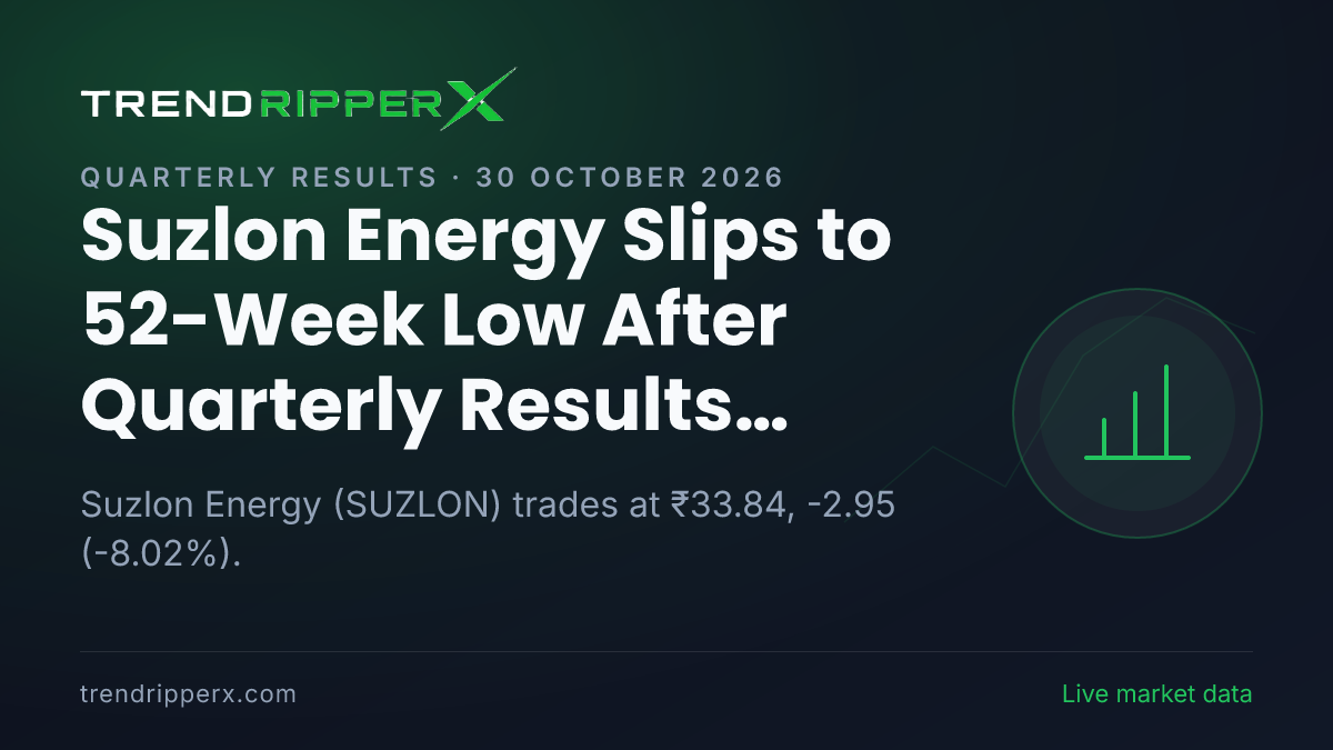 Suzlon Energy Slips to 52-Week Low After Quarterly Results Update — Levels, Volumes and the Follow-Up to Track