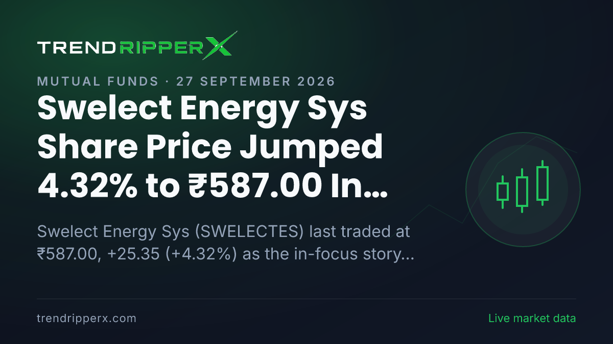 Swelect Energy Sys Share Price Jumped 4.32% to ₹587.00 In Friday's Session — Volumes, 52-Week Range and What to Watch Next