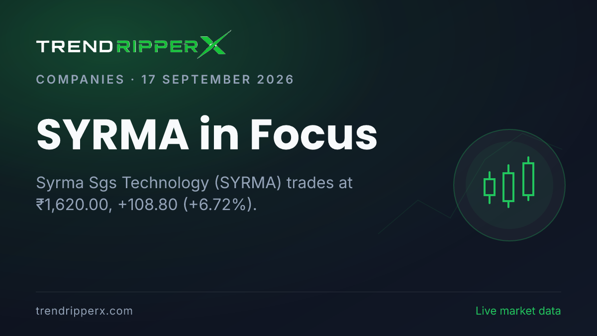 SYRMA in Focus: Syrma Sgs Technology Share Price Jumps 6.72% to ₹1,620.00 on Rising Newsflow