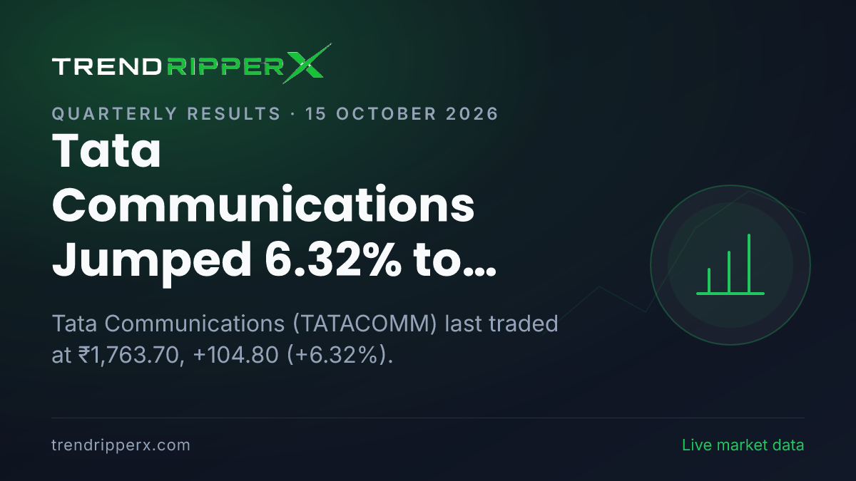 Tata Communications Jumped 6.32% to ₹1,763.70 After Quarterly Results Update — Levels, Volumes and the Follow-Up to Track