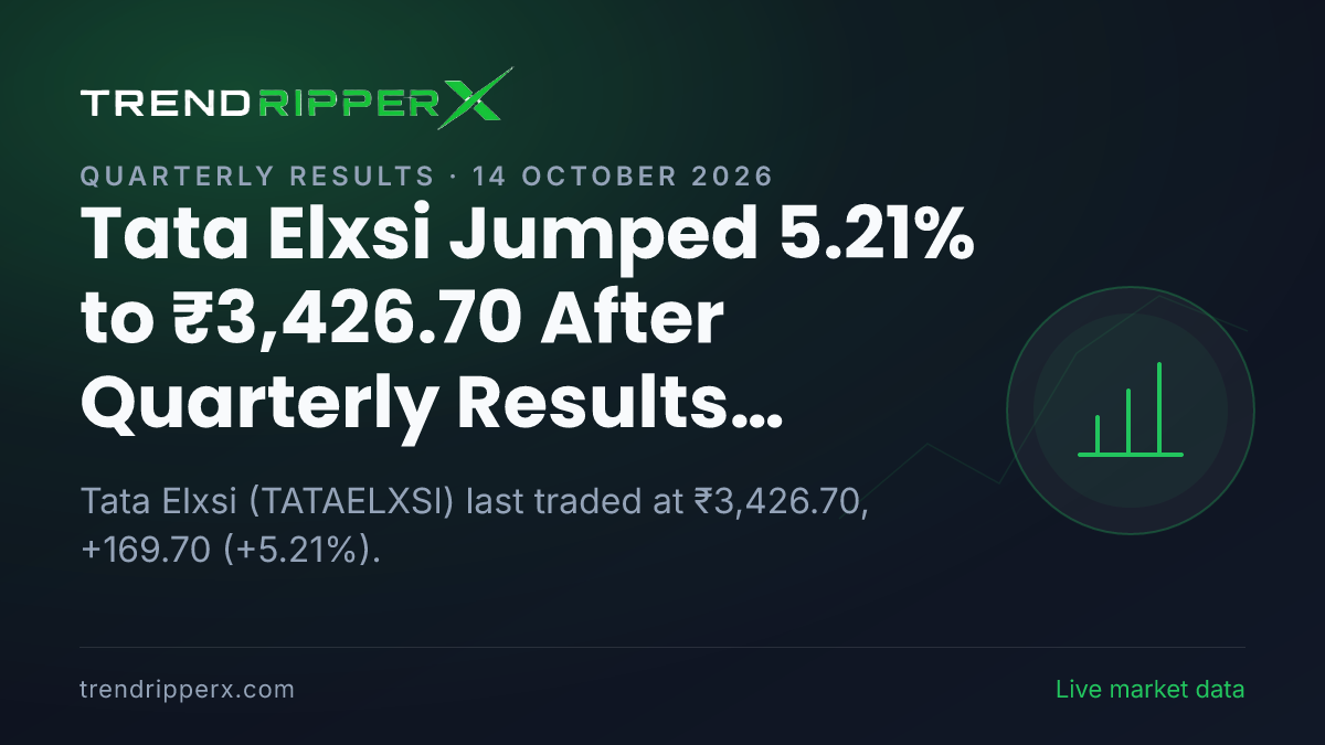 Tata Elxsi Jumped 5.21% to ₹3,426.70 After Quarterly Results Update — Levels, Volumes and the Follow-Up to Track