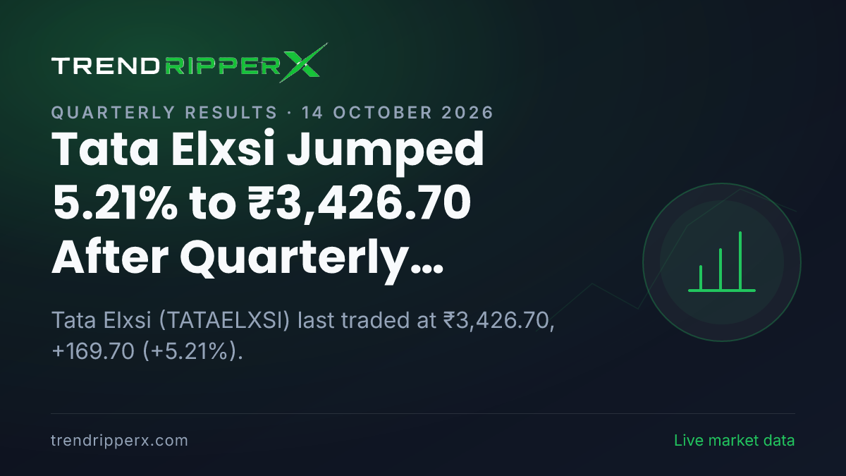 Tata Elxsi Jumped 5.21% to ₹3,426.70 After Quarterly Results Update — Levels, Volumes and the Follow-Up to Track